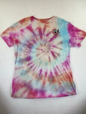 Fashion Gear Tie Dye T-Shirt Pink Blue Swirl Woman's XL Cotton Hippie